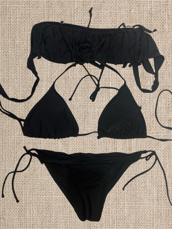 Black String Triangle Bikini Set